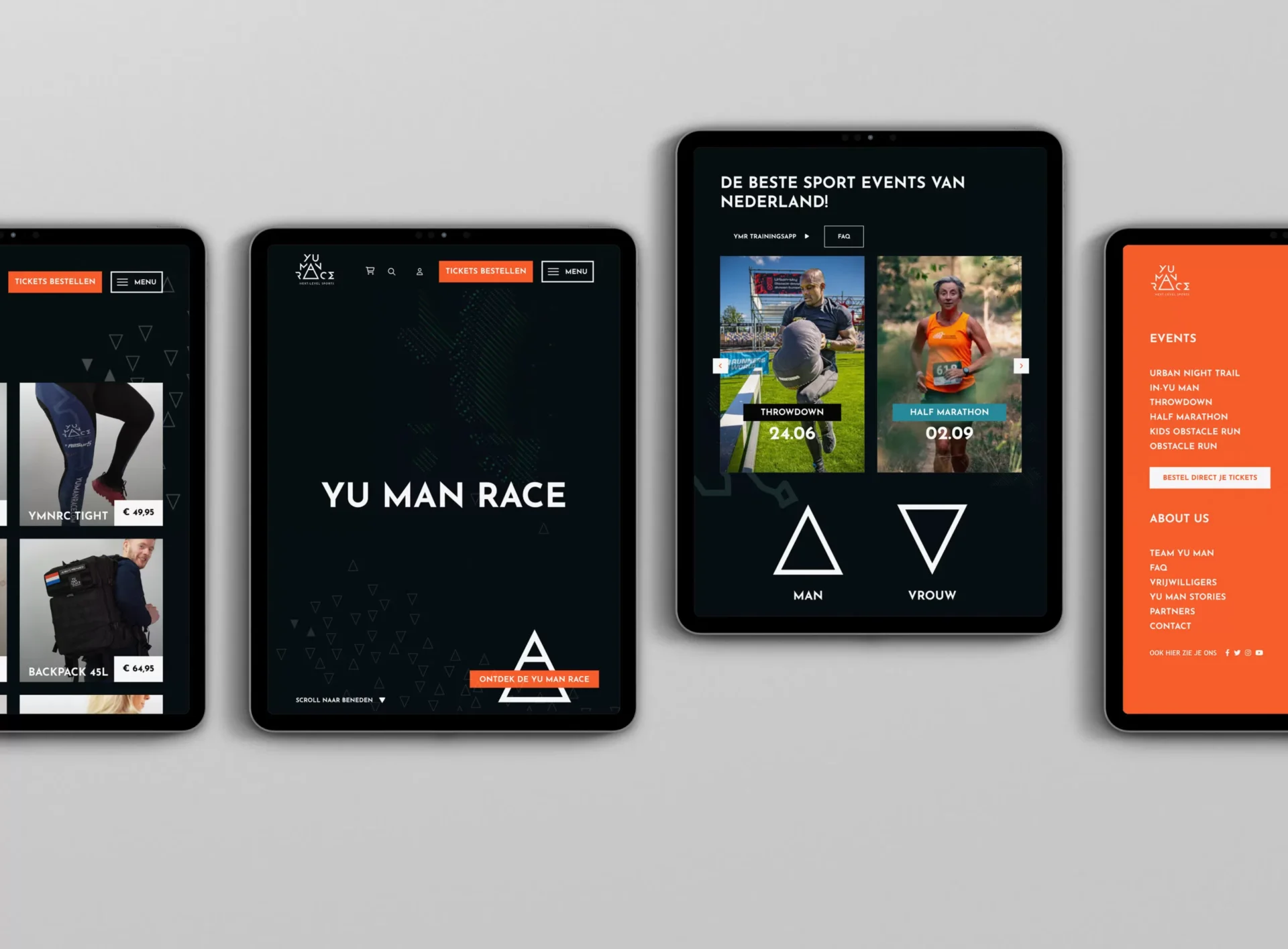 Yu Man Race website op tablet