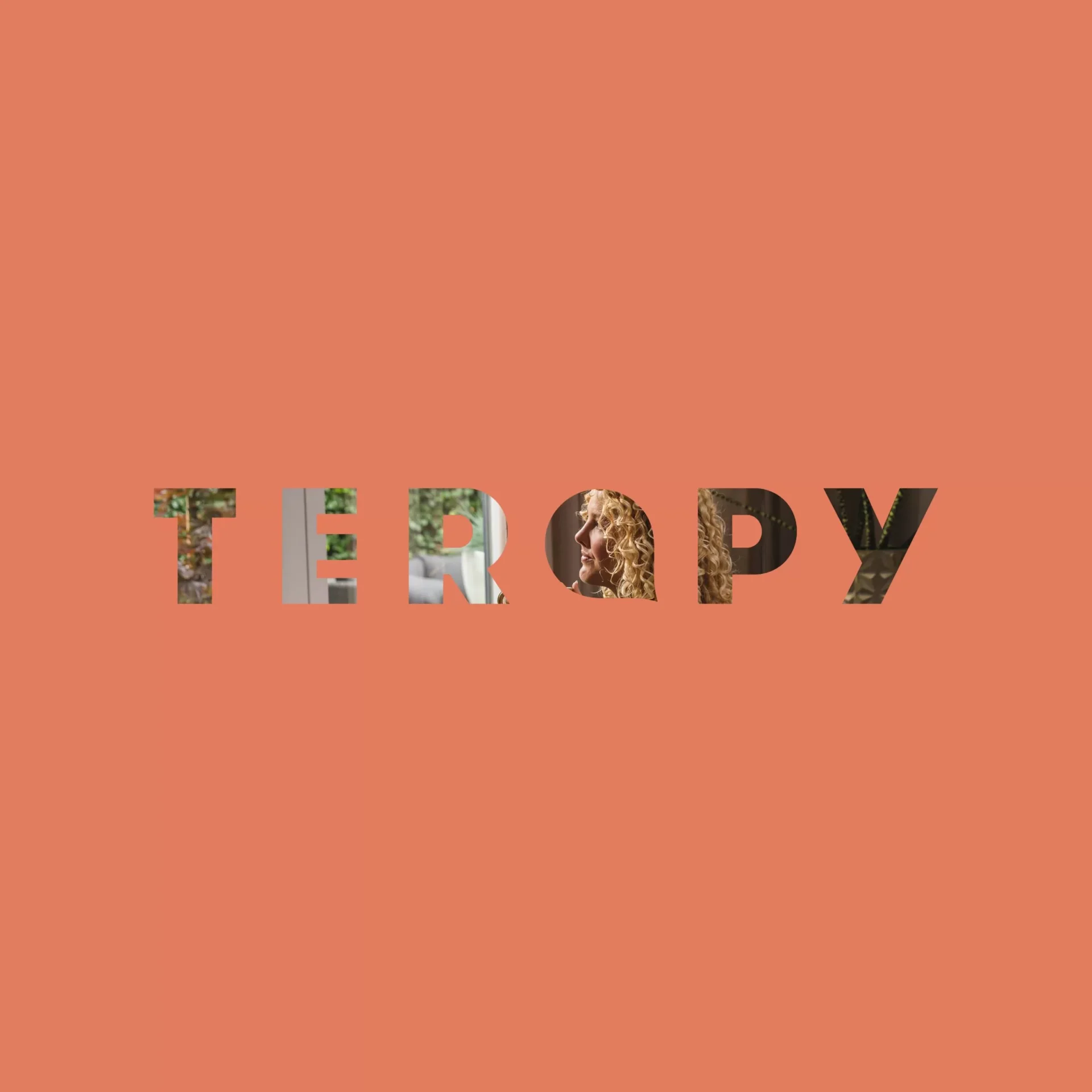 Het woord therapy opgebouwd uit verschillende lettertypes