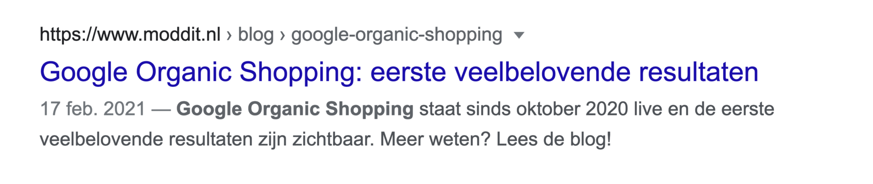 Voorbeeld Google structured data breadcrumb