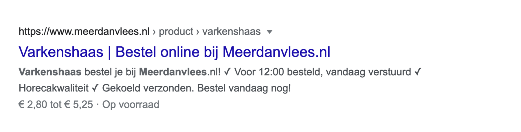Voorbeeld product structured data