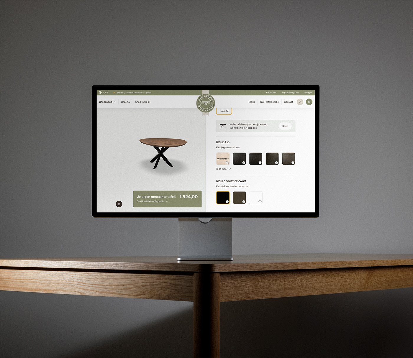 Productpagina van Tafelboertje op een groot scherm